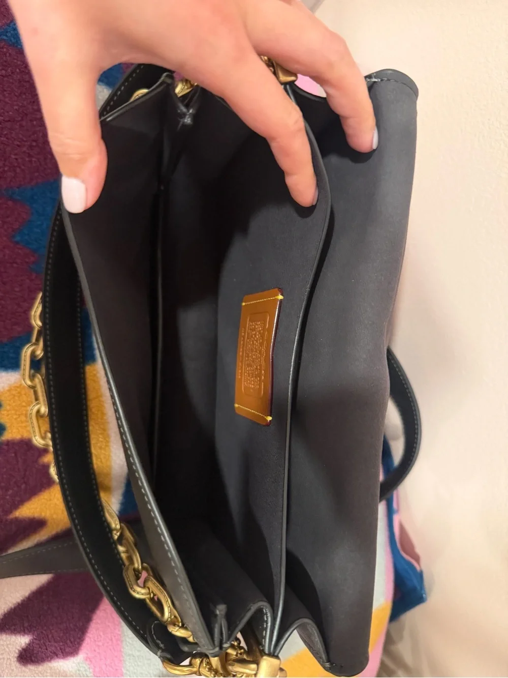 Coach Black Leather Shoulder Tabby Bag